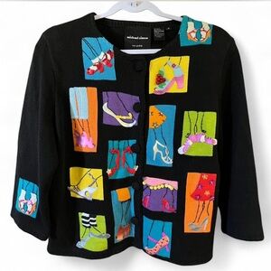 Michael Simon Vintage 90s Cardigan Embroidered Embellishments Heels Shoes M